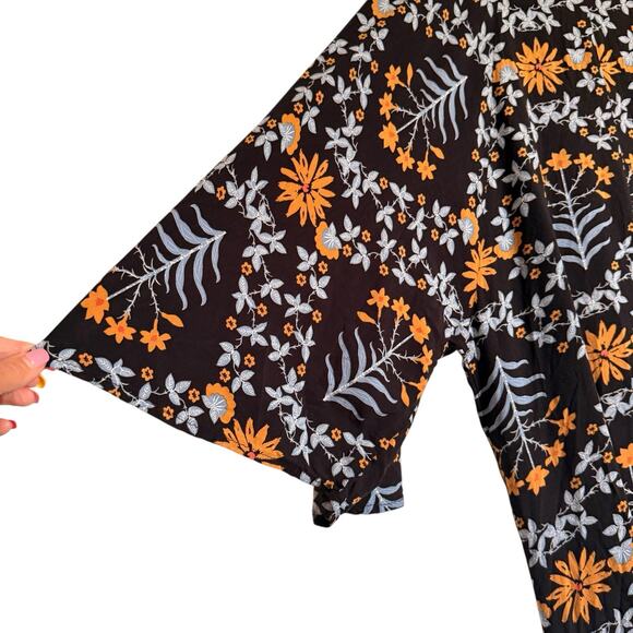 tennis Sx l/XL Long Kaftan Coverup Floral Beaded Beach Pool Vacation Boho Cruise - Picture 13 of 16